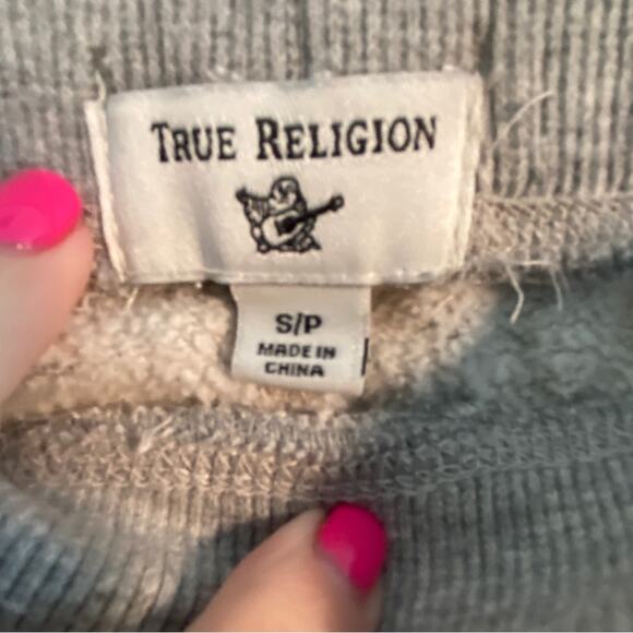 True Religion Sweatpants kids boys girls size Small gray with blue side stripe S - Picture 3 of 4